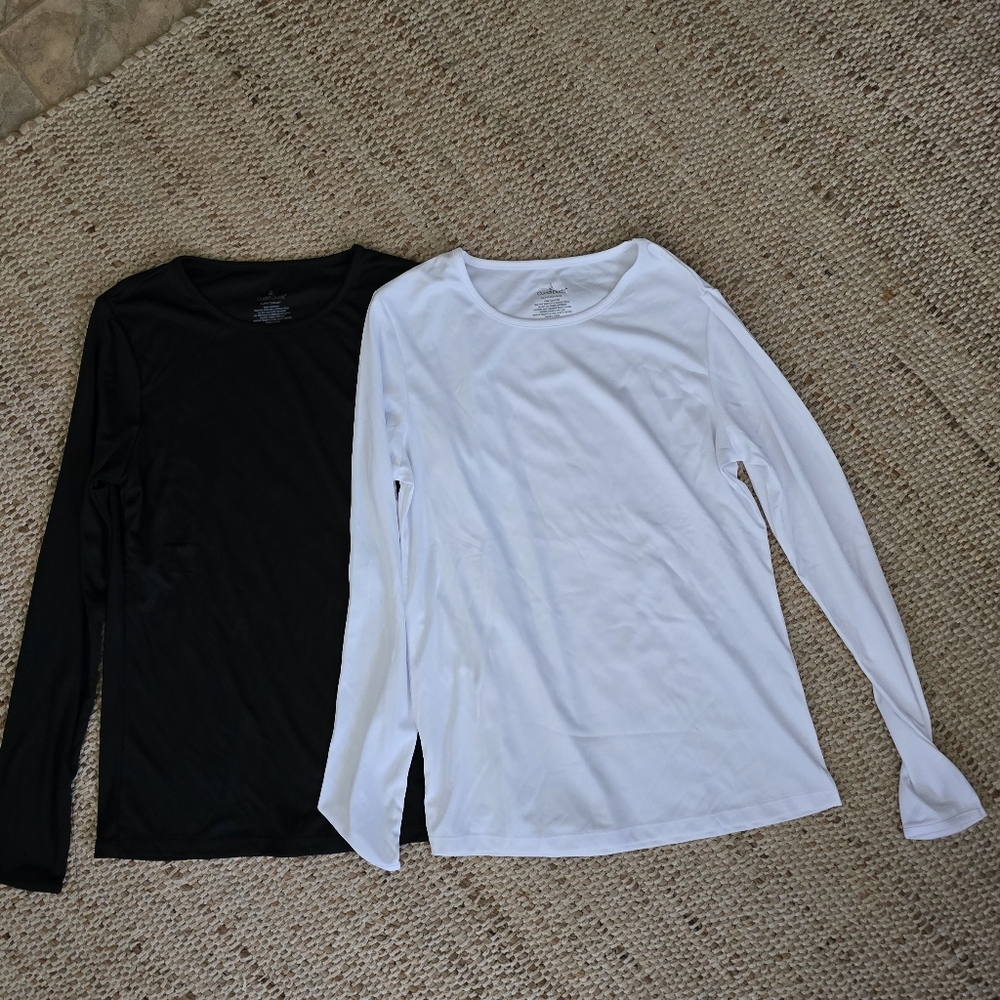 Cuddl Duds White & Black Climatesmart Long Sleeve Shirt Bundle